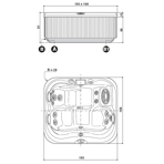  ����-������� Jacuzzi Maxi Kios Friendly 189x169x80 �� ���� Carribean Blu, ������� Wenge