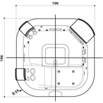  ��� ������� Jacuzzi Maxi Delfi pro 190x190x80 �� � �������� top audio ���� Ocean Blue, ������ ��� c ��������.