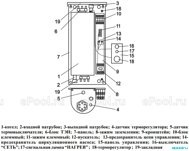 Электроводонагреватель эвпм 9 схема подключения
